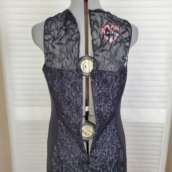 LAST CHANCE Badgley Mischka Collection sequin lace cocktail dress 14 - Picture 8 of 12